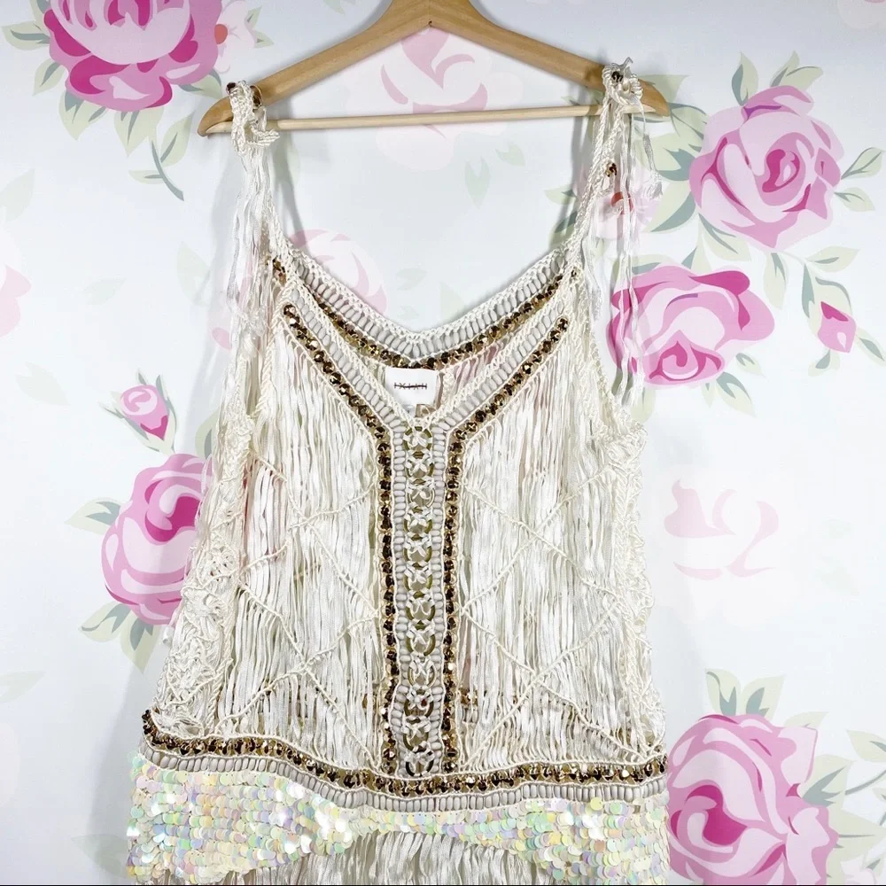 NEW Free People x IXIAH Sombre Crochet Macrame Mini Dress M L - Picture 5 of 15